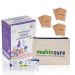 Mahinsure Organic Bamboo Fibre Sanitary Pads (Regular 245MM - 4 Pcs, Medium 290MM - 4 Pcs and Max. Flow 350MM - 4 Pcs) - Pack of 12 Pcs + With Disposable Cover + Roll-On + Canvas Pouch