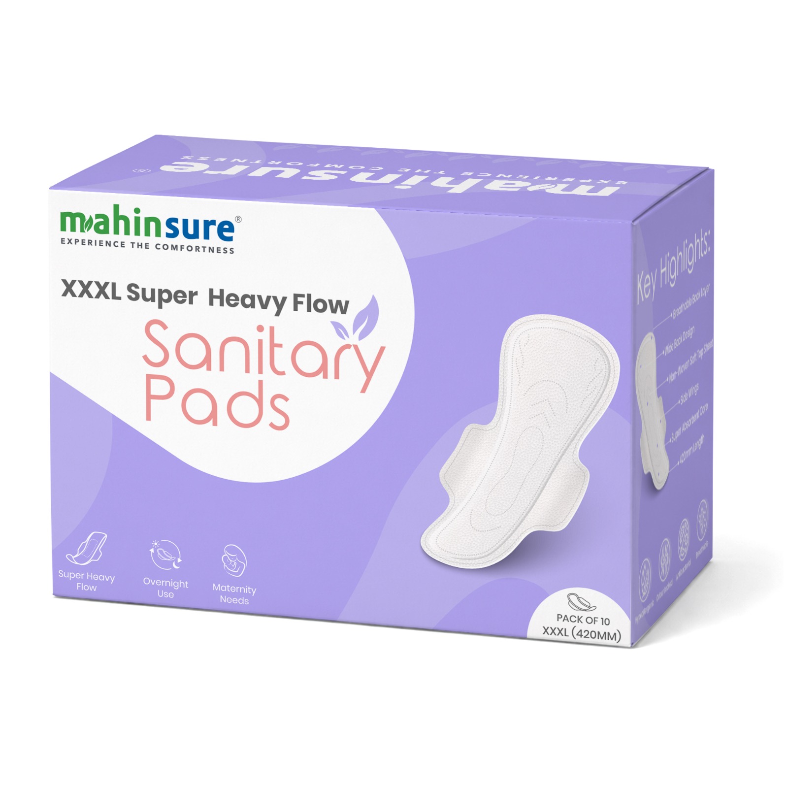 Image-1 Mahinsure XXXL 420mm Postpartum Sanitary Pads for New Moms – Super Heavy Flow, Maternity & Overnight Protection, Leak-Lock Core, Soft & Rash-Free Comfort (Pack of 10 X 2 = 20 PCS ) - Image 1