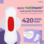 Mahinsure XXXL 420mm Postpartum Sanitary Pads for New Moms – Super Heavy Flow, Maternity & Overnight Protection, Leak-Lock Core, Soft & Rash-Free Comfort (Pack of 10 X 2 = 20 PCS ) - Image 5