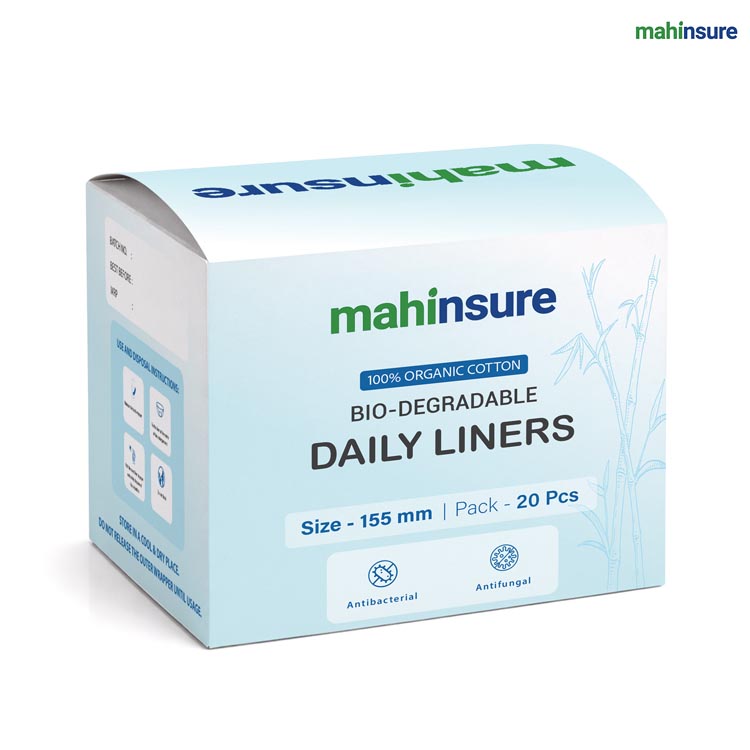 image_2 daily liners Mahinsure Organic Cotton Panty Liners for Women | Daily Use | Ultra-Thin & Breathable | Suitable for Sensitive Skin | Light Flow & Spotting Care | 155 mm | Pack of 60 (30 × 2) - Image 1